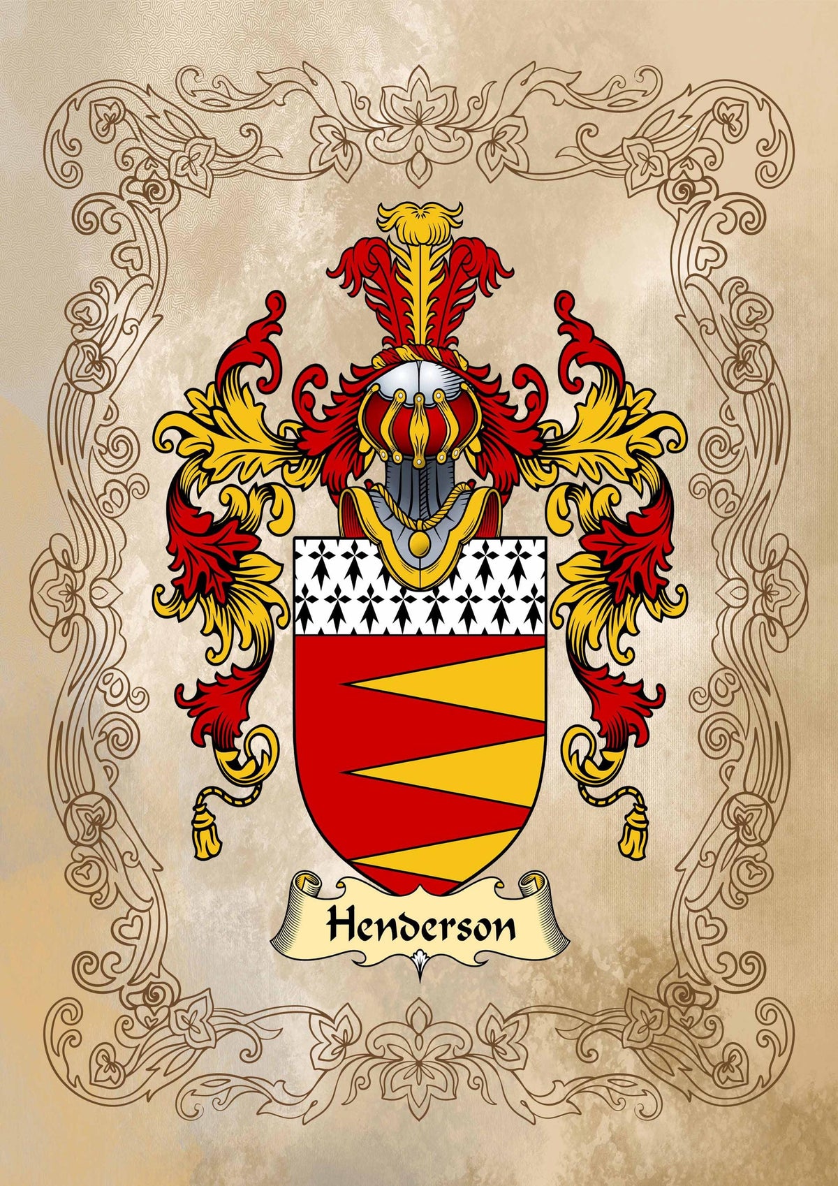 Personalised Family Crest Print: Genealogy Gift, Coat of Arms Wall Art, unframed - Rainbowprint.uk