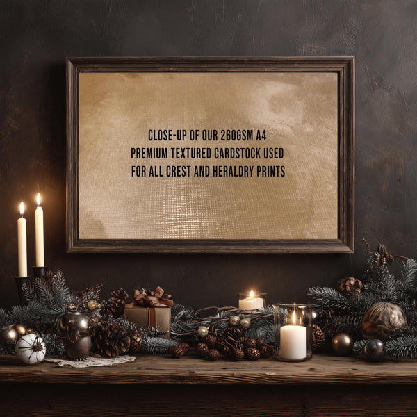 Personalised Family Crest Print: Surname History, Heraldry Art, unframed, Ideal Christmas Gift - Rainbowprint.uk