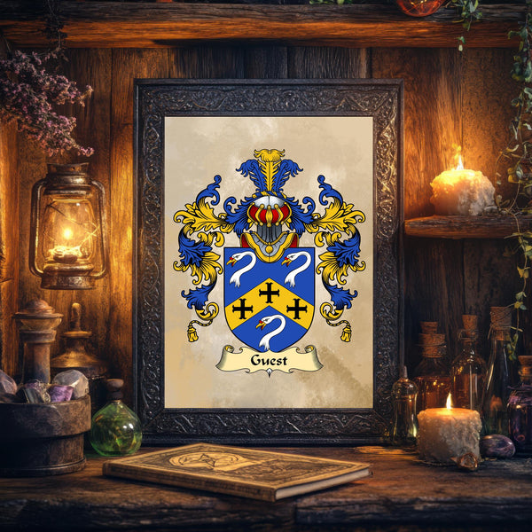 Personalised Family Crest & Surname History Print: Unique Heritage Christmas Gift, unframed - Rainbowprint.uk