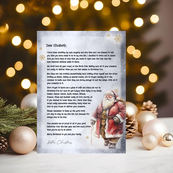 Personalised Letter From Father Christmas, Modern Christmas Keepsake - Rainbowprint.uk