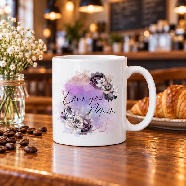 Personalised Love You Mum Mug, Custom Name or Message, 11oz Ceramic Coffee Cup - Rainbowprint.uk