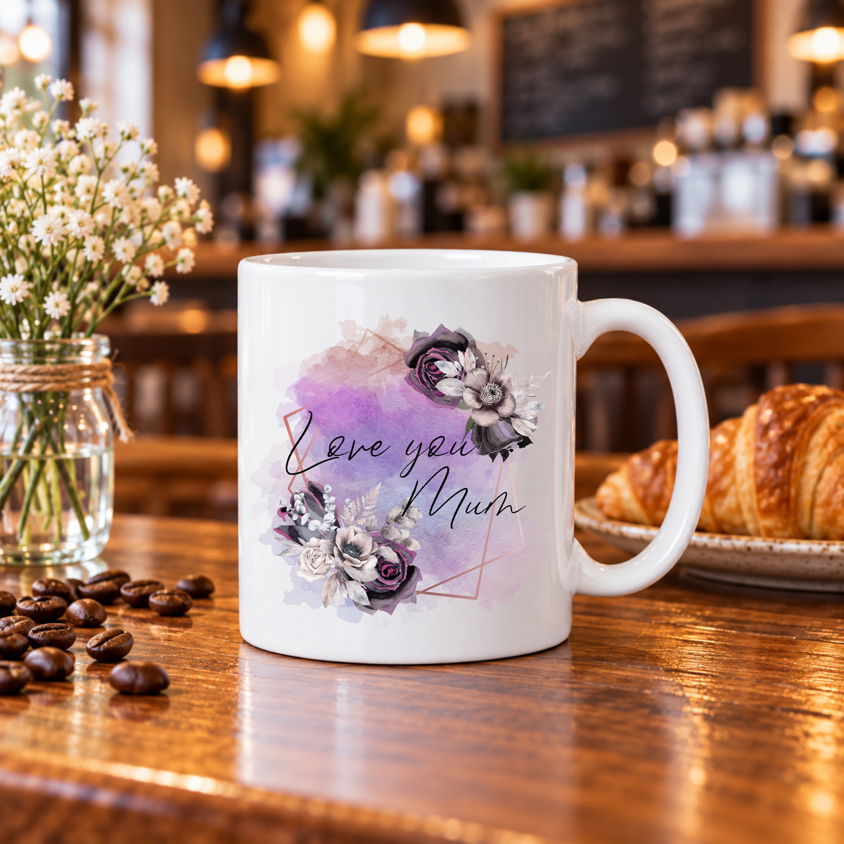 Personalised Love You Mum Mug, Custom Name or Message, 11oz Ceramic Coffee Cup - Rainbowprint.uk