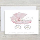 Personalised New Baby Pram Card: Blue or Pink Congratulations - Rainbowprint.uk