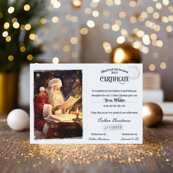 Personalised Nice List Certificate from Santa, Christmas Keepsake - Rainbowprint.uk