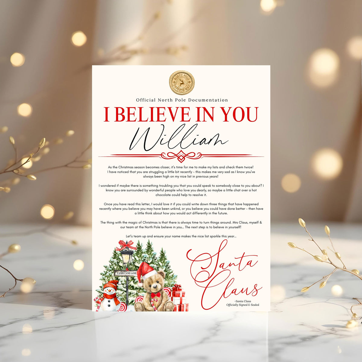 Personalised Santa "I Believe In You" Certificate - 2025 Keepsake - Rainbowprint.uk