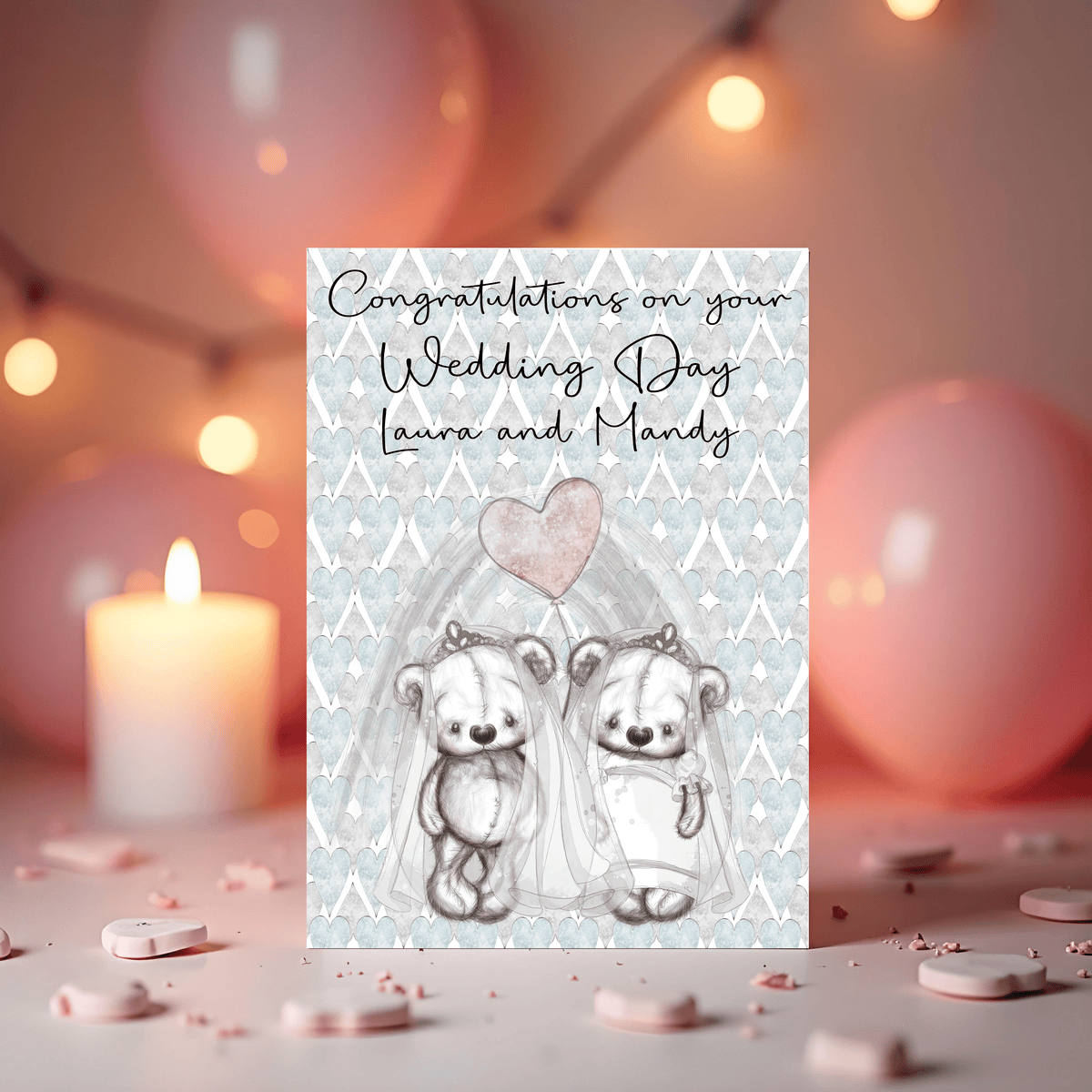 Personalised Two Brides Wedding Card: can be personalised - LGBTQ - Rainbowprint.uk