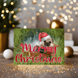 Pug Dog Christmas Personalised Greetings Card, can have any name on the front - Rainbowprint.uk