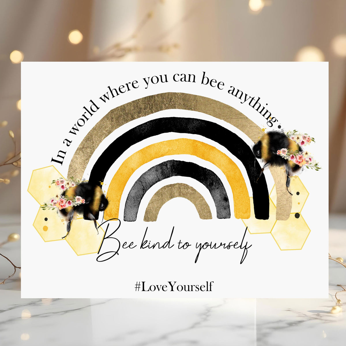 Rainbow Bee Print: Personalised Positivity Wall Art - Rainbowprint.uk