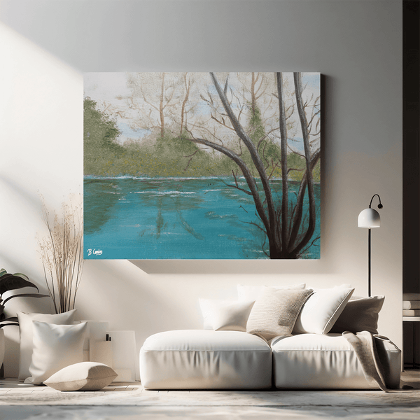 "River Roots" Original 30x20cm Painted Canvas - Rainbowprint.uk