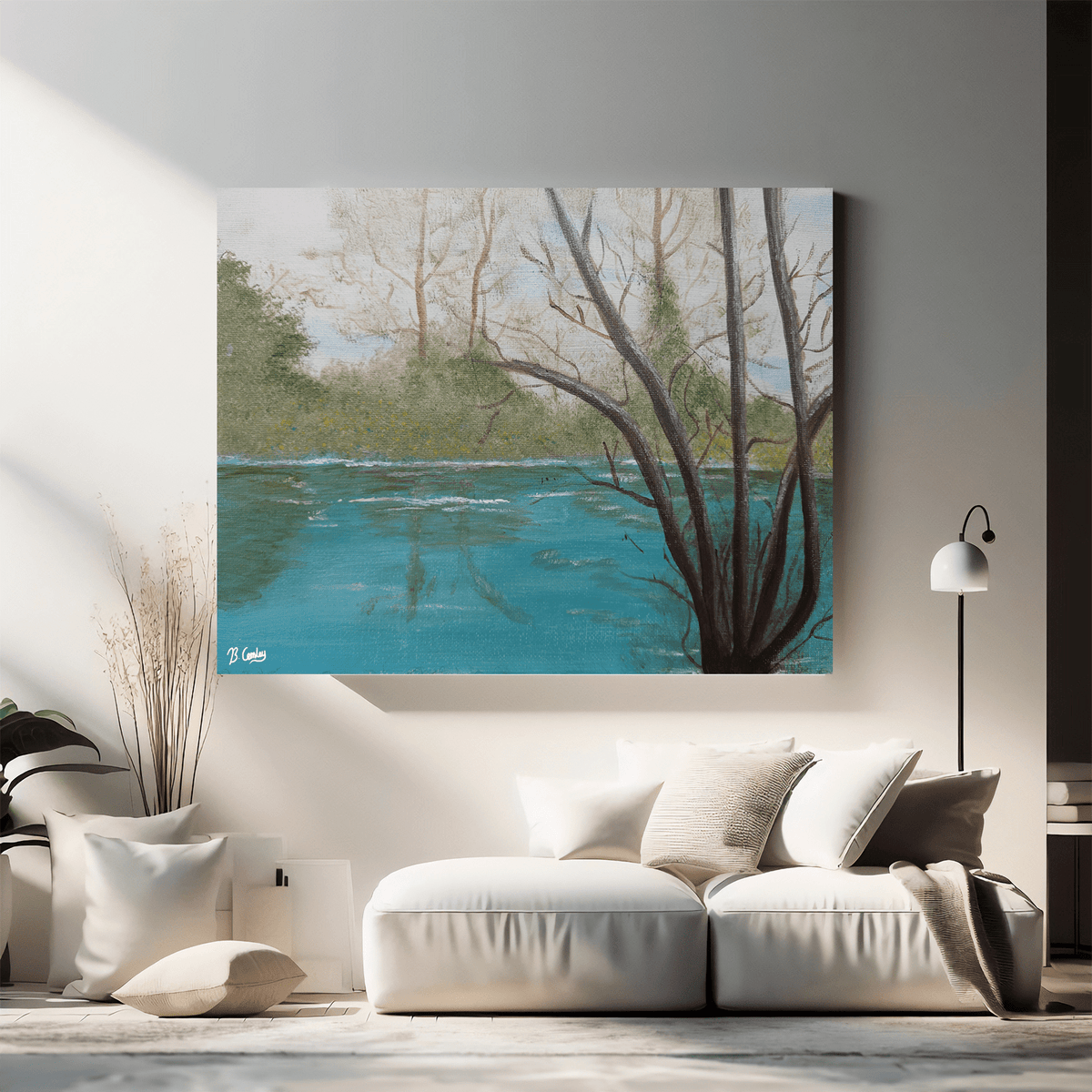 "River Roots" Original 30x20cm Painted Canvas - Rainbowprint.uk