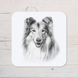 Rough Collie Dog Coaster Gift: personalised with any wording - Rainbowprint.uk