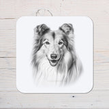 Rough Collie Dog Coaster Gift: personalised with any wording - Rainbowprint.uk