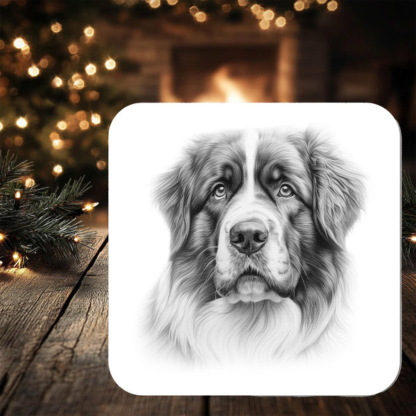 Saint Bernard Dog Coaster: personalised with any wording - Rainbowprint.uk