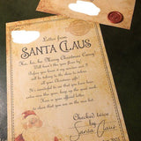 Santa Clause Christmas letter for children from rainbowprintshop with personalised name and festive design