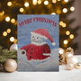 Santa Snowman Christmas Greetings Card, can be personalised on the front - Rainbowprint.uk