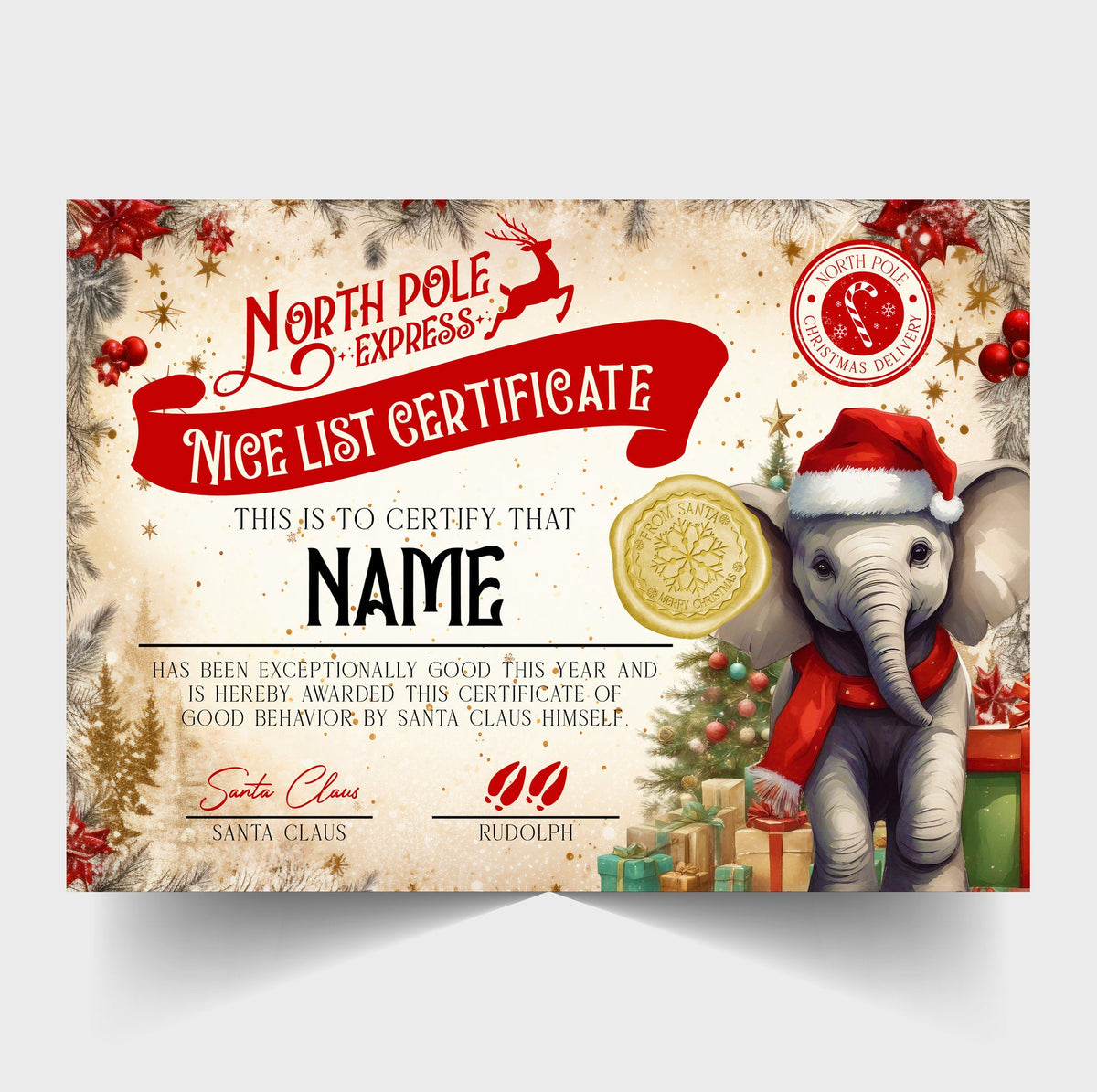 Santa's Good List Personalised Certificate: Christmas 2026 Keepsake - Rainbowprint.uk