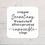 Secretary Coaster personalised with any Wording, Message - ideal gift - Rainbowprint.uk