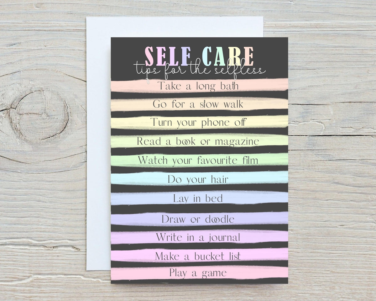 Self - Care Motivational A5 Greetings Card, Birthdays, Motivating, Get Well, Any Occasion - Rainbowprint.uk