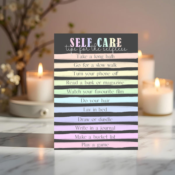 Self Care Tips A4 Glossy Print: Motivational Wall Art - Rainbowprint.uk