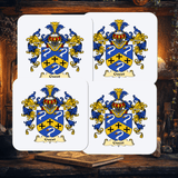 Set of 4 Family Crest Coasters - Wedding, Anniversary, Gift for Parents, Grandparents, unique - Rainbowprint.uk