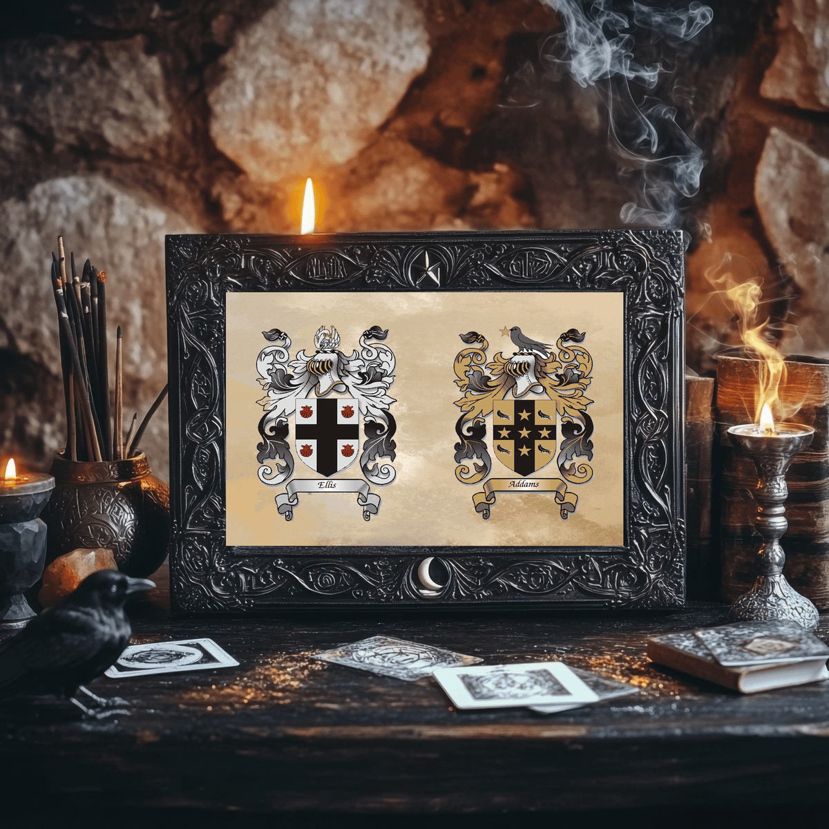 Set of 4 Family Crest Coasters - Wedding, Anniversary, Gift for Parents, Grandparents, unique - Rainbowprint.uk