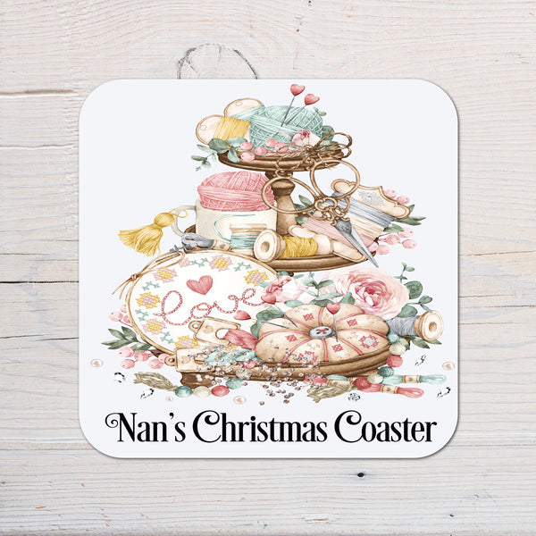 Sewing Craft Coaster Gift: can be personalised - Rainbowprint.uk