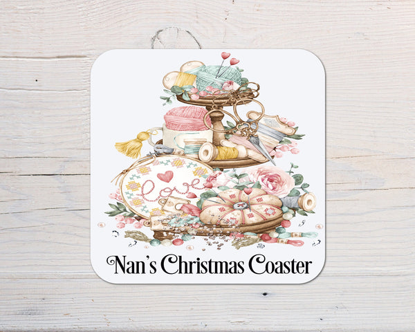 Sewing Craft Coaster Gift: can be personalised - Rainbowprint.uk