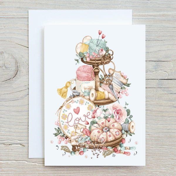 Sewing Enthusiasts Greetings Card: Personalised with Any Name on the front - Rainbowprint.uk