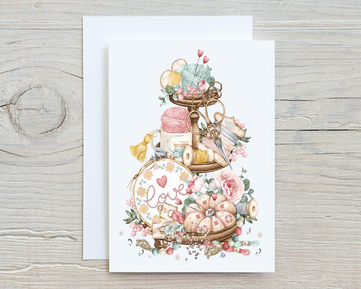 Sewing Enthusiasts Greetings Card: Personalised with Any Name on the front - Rainbowprint.uk