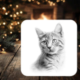 Shorthaired Cat Coaster: personalised with any wording - Rainbowprint.uk