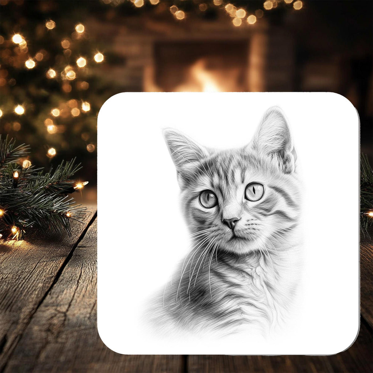 Shorthaired Cat Coaster: personalised with any wording - Rainbowprint.uk