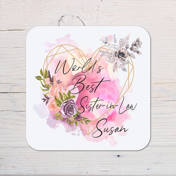 Sister-in-Law Coaster Gift: can be personalised - Rainbowprint.uk