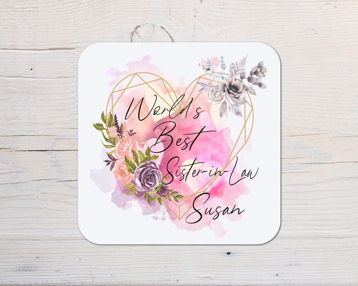 Sister-in-Law Coaster Gift: can be personalised - Rainbowprint.uk