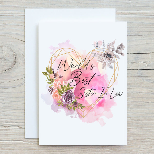 Sister - in - Law Greetings Card: can be personalised - Rainbowprint.uk