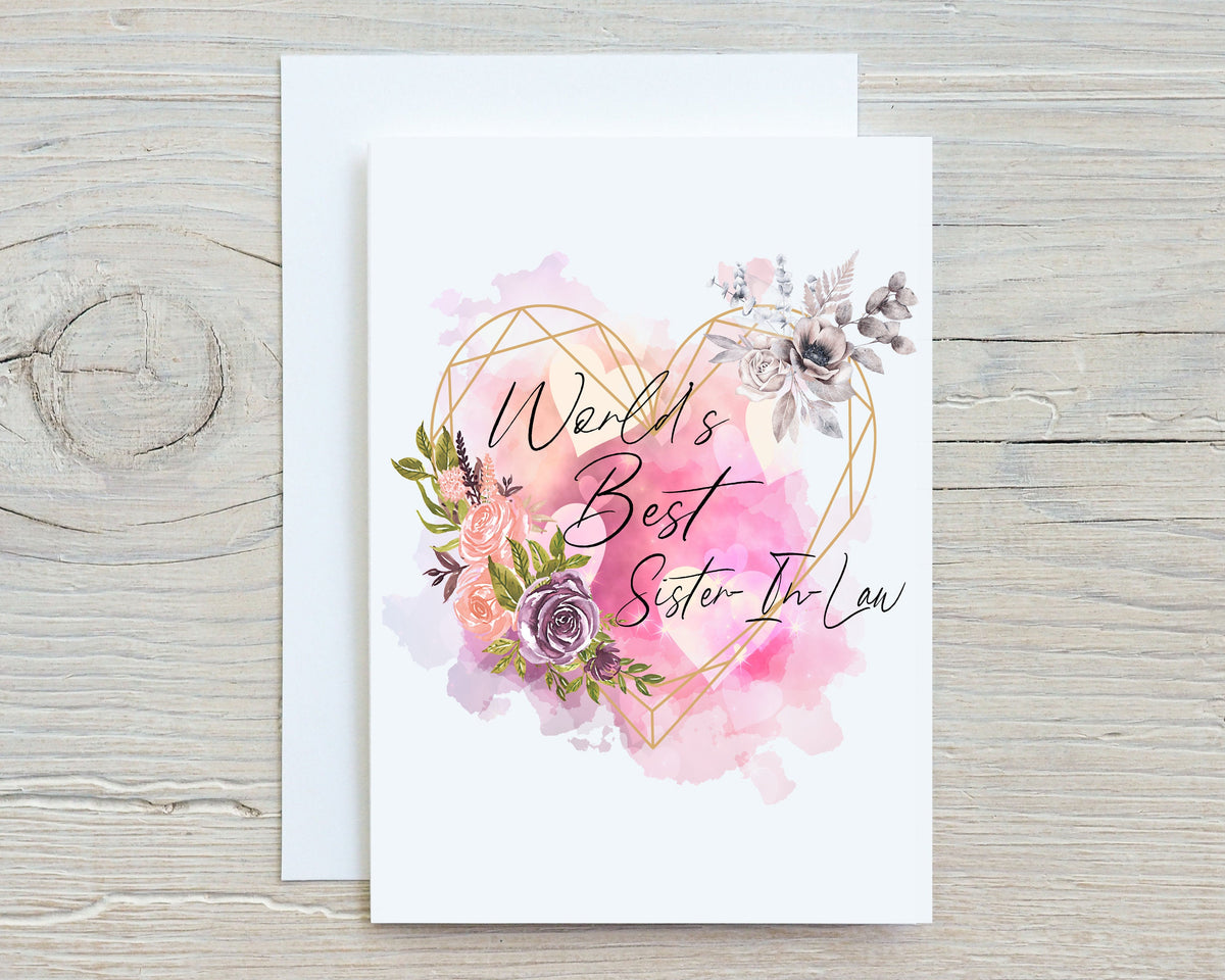 Sister - in - Law Greetings Card: can be personalised - Rainbowprint.uk