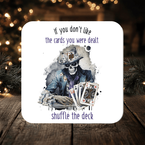 Skeleton Poker Hand Coaster: can be personalised - Rainbowprint.uk