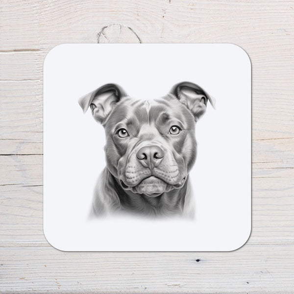 Staffy Dog Coaster Gift: Staffordshire Bull Terrier, can be personalised - Rainbowprint.uk