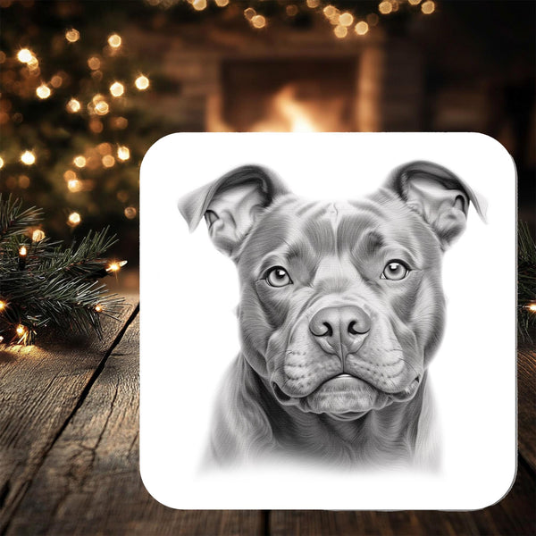 Staffy Dog Coaster Gift: Staffordshire Bull Terrier, can be personalised - Rainbowprint.uk