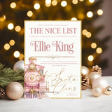Steam Train Nice List Certificate from Santa Claus at the North Pole personalised 2025 Keepsake - help them believe in Santa - Pink or Navy - Rainbowprint.uk