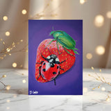 Strawberry Original Art Greetings Card: can be personalised - Rainbowprint.uk