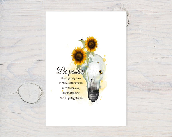 Sunflower Mental Health Motivational A4 Wall Art Print - Bedroom, Office, Workplace Wall Print, Motivate, Bees, can be personalised, gift - Rainbowprint.uk