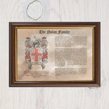 Surname History with Coat of Arms, Heraldry, Genealogy, Family Name, Family Crest, Surname Origin, Name History Wall Print, Christmas Gift - Rainbowprint.uk