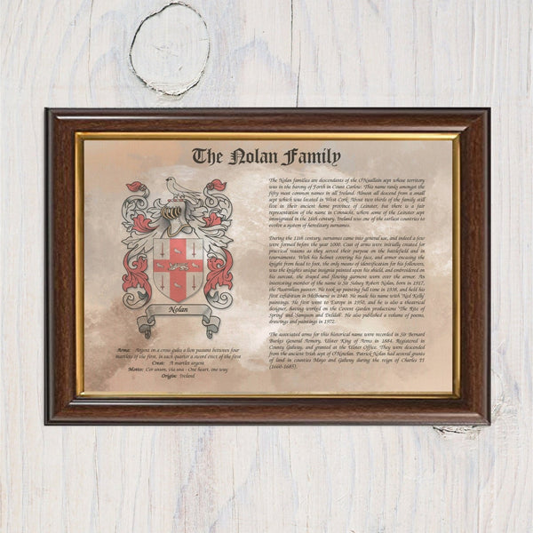 Surname History with Family Crest, Heraldry, Genealogy, Family Name, Coat of Arms, Surname Origin, Last Name History A4 Wall Print - Rainbowprint.uk