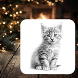 Tabby Kitten Coaster Gift: personalised with any Wording - Rainbowprint.uk