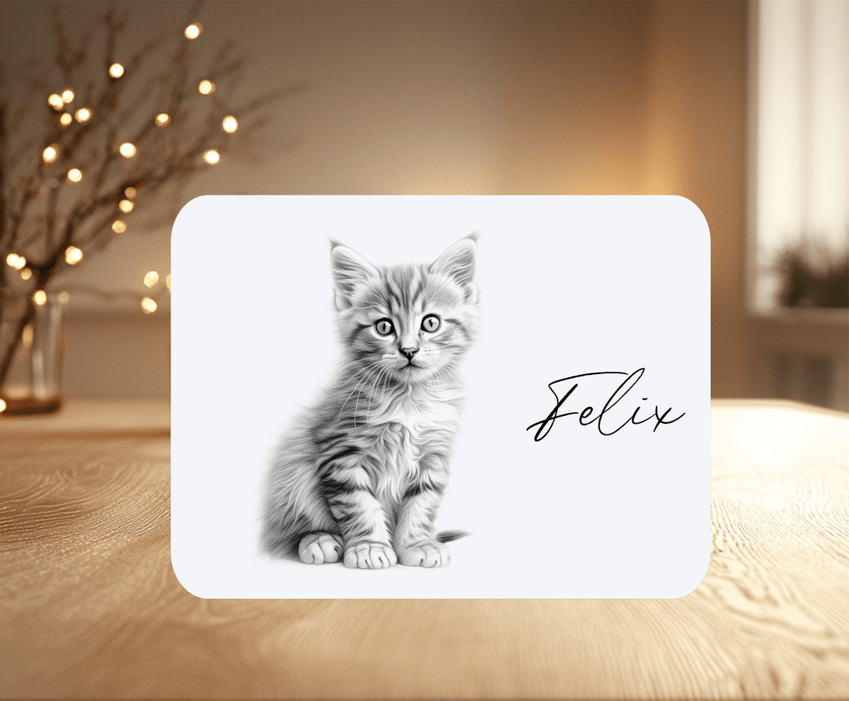 Tabby Kitten/Cat Mousemat personalised with any name or message - Rainbowprint.uk
