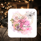 Teacher Coaster Gift: can be personalised - Rainbowprint.uk