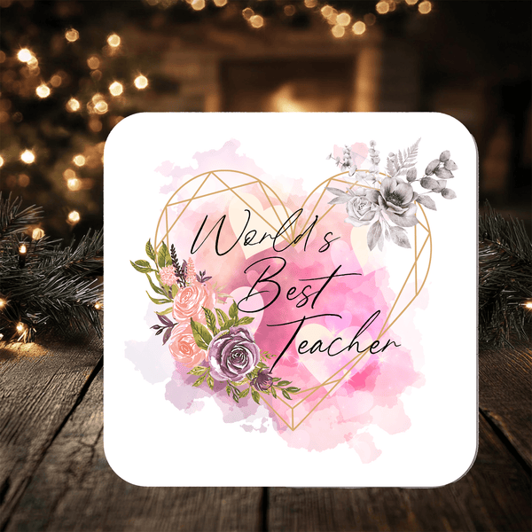 Teacher Coaster Gift: can be personalised - Rainbowprint.uk