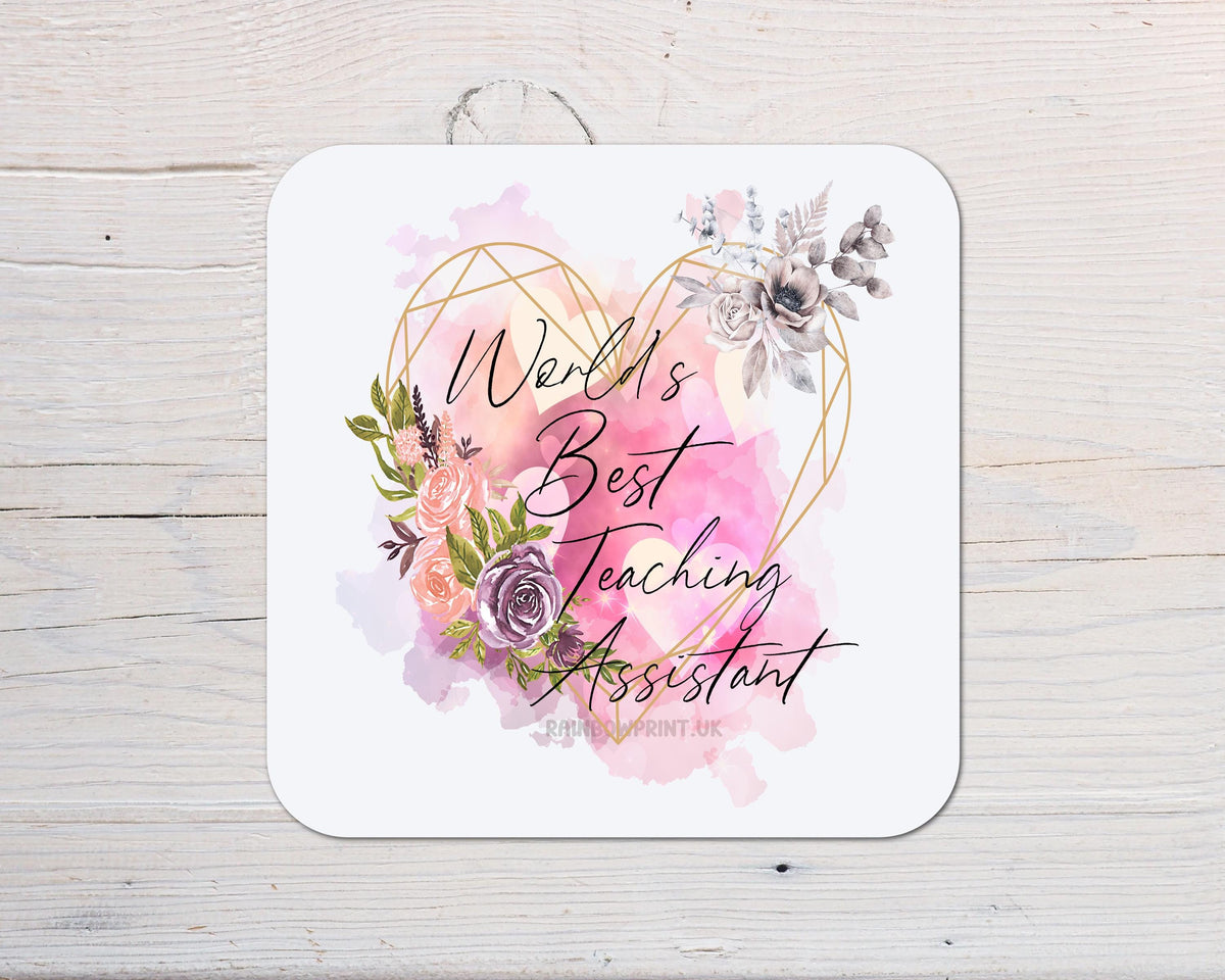 Teaching Assistant Coaster Gift: personalised for a great TA - Rainbowprint.uk