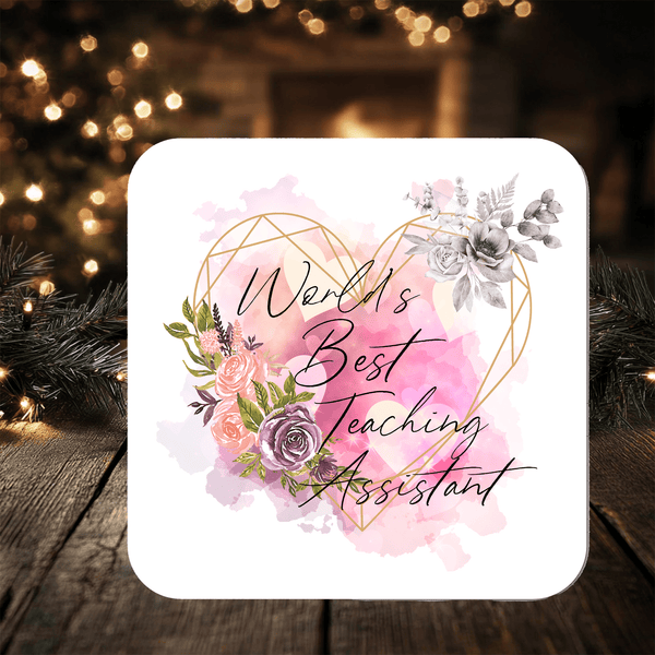 Teaching Assistant Coaster Gift: personalised for a great TA - Rainbowprint.uk