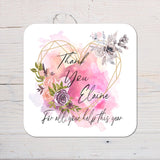 Thank You Coaster personalised with any Wording, Message - ideal gift to say thank you, work, colleagues, teams, friends, family, appreciate - Rainbowprint.uk